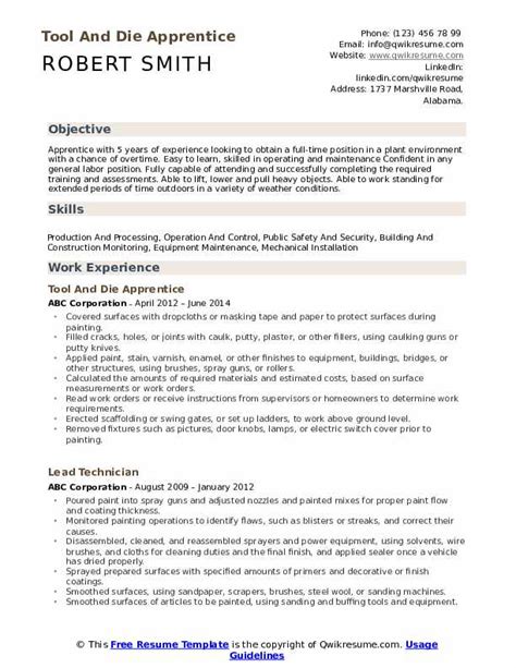 Apprentice Resume Samples | QwikResume