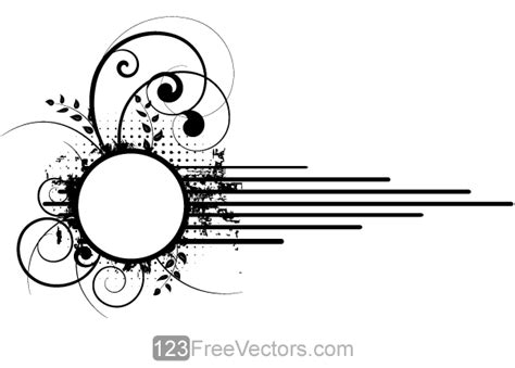Vector Grunge Floral Circle Frame Design by 123freevectors on DeviantArt