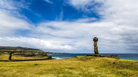 Landscape of Easter Island with sky and statue in Chile image - Free ...