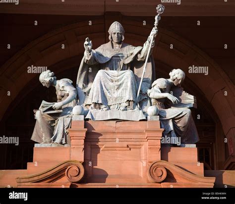 Statue of Saint Mungo the patron saint of Glasgow by George Frampton at Kelvingrove Art Gallery ...