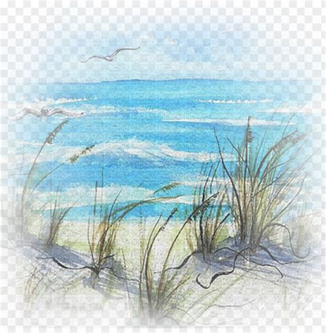 Beach Scene Beach Watercolour Paintings PNG Transparent With Clear ...