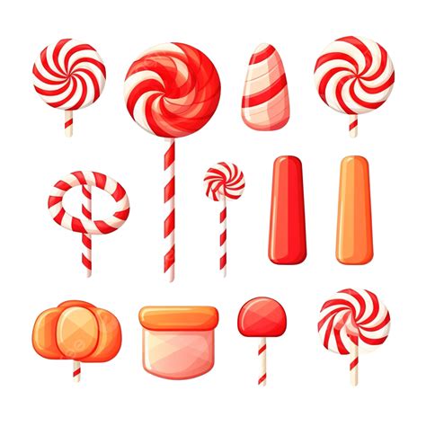 Halloween Candy Setvector Peppermint Striped Candy Cane Halloween Trick ...