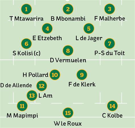 South Africa team for Rugby World Cup final 2019: the starting XV and replacements - in full