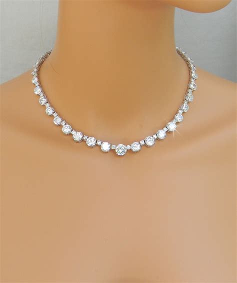 Simple Bridal Necklace Crystal Wedding necklace Dainty