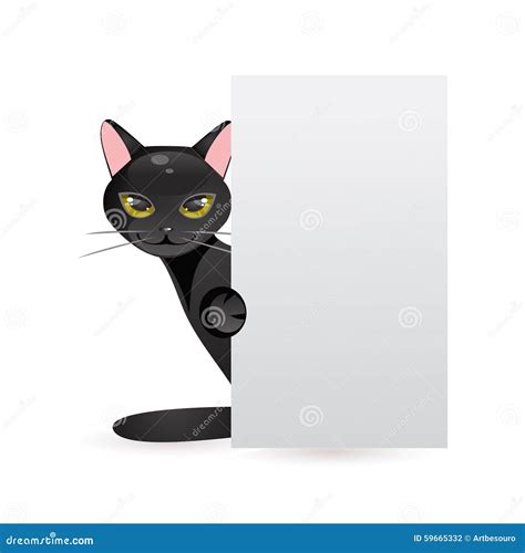 Black Cat with Banner. Vector Illustration Stock Vector - Illustration of poster, catching: 59665332