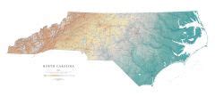 North Carolina Landforms and Rivers Map | Fine Art Print Maps