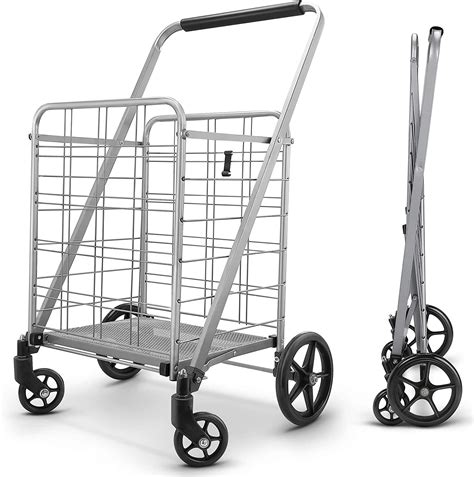 Shopping Cart, Compact and Lightweight Utility Grocery Cart with 360 ...