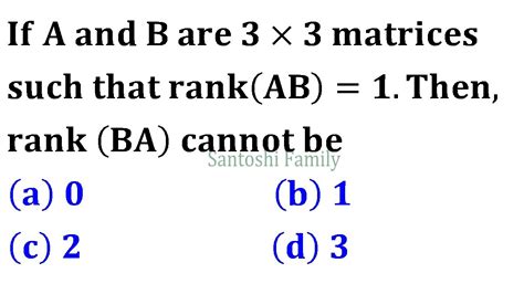 rank(AB)=1 then rank(BA) Linear Algebra rank nullity theorem iit jam 2006 mathematics solution ...