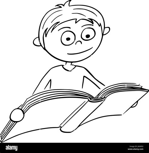 Hand drawing cartoon vector illustration of boy reading a book Stock Vector Image & Art - Alamy