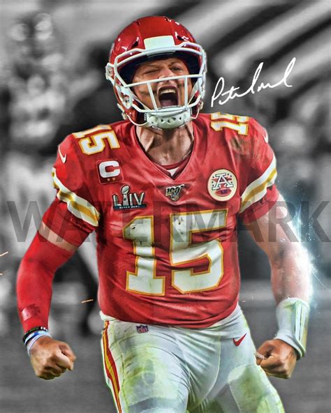 Patrick Mahomes Kansas City Chiefs Poster Art Autographed NFL 4x6, 5x7, 8x10, 9x12, 11x14, 16x20 ...