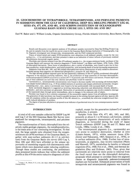 25. Geochemistry of Tetrapyrrole, Tetraterpenoid, and Perylene Pigments - DocsLib