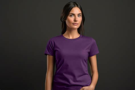 Generative AI. Purple T-Shirt Mockup on Female Model 29199919 Stock ...