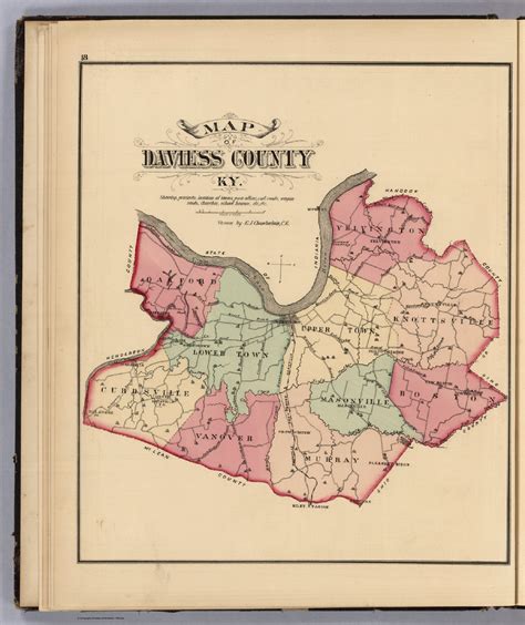 Map of Daviess County, Ky. Showing precincts, location of towns, post offices, rail roads, wagon ...