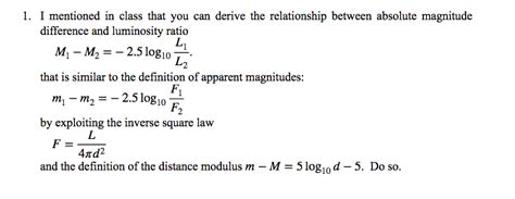 Solved 1. I mentioned in class that you can derive the | Chegg.com