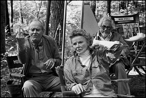 Henry Fonda and Katharine Hepburn between takes on the set of On Golden Pond, Meredith, New ...