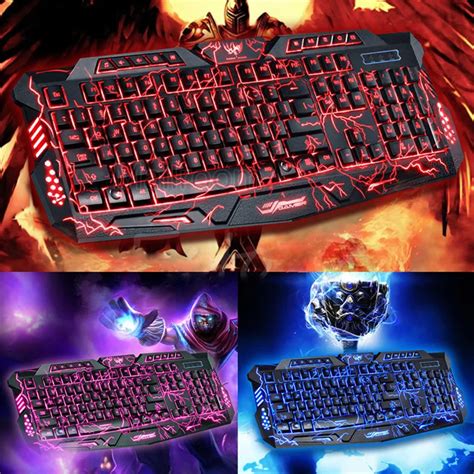 M200 English Backlit Keyboard LED 3 Color USB Wired Colorful Breathing ...