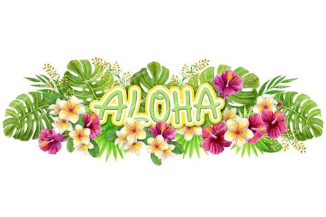 Aloha Hawaiian bouquet Tropical Art Watercolor (2009177)