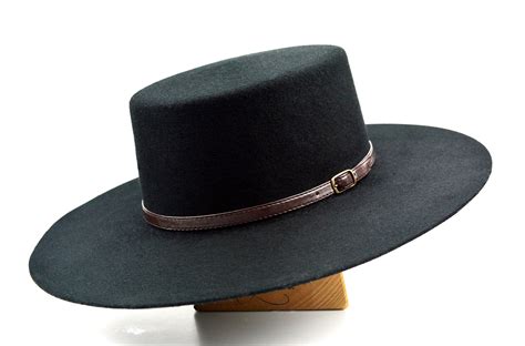 Bolero Hat the GALLOPER Black Wool Felt Flat Crown Wide Brim Hat Men ...