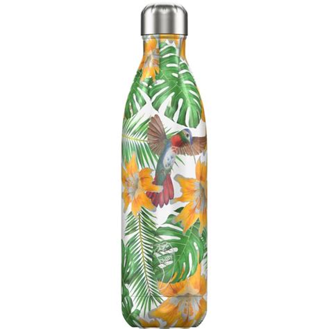 Image of Engraved Chilly's Bottle Tropical Flower 750ml, Official Chilly's Bottles | Bottle ...