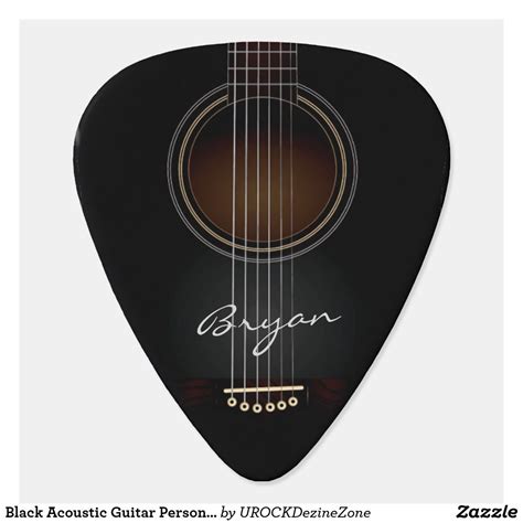 Black Acoustic Guitar Personal Guitar Pick | Zazzle.com | Black ...