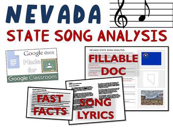 NEVADA State Song Analysis: fillable boxes, lyrics, analysis, and fast ...