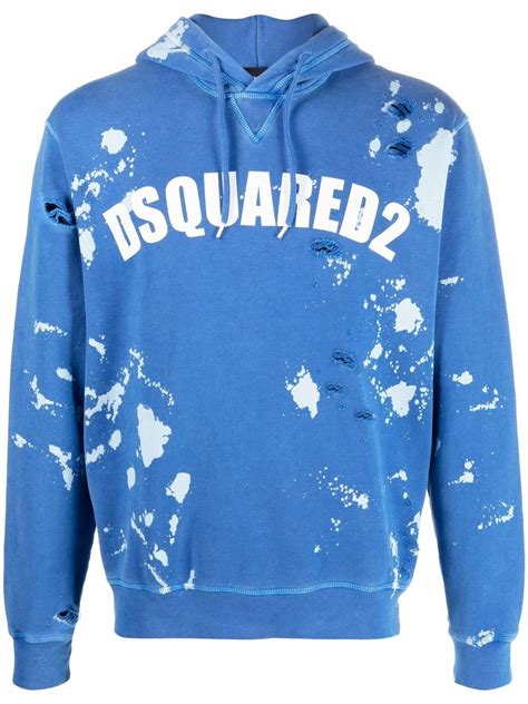 Dsquared2 logo-print Distressed Hoodie - Farfetch