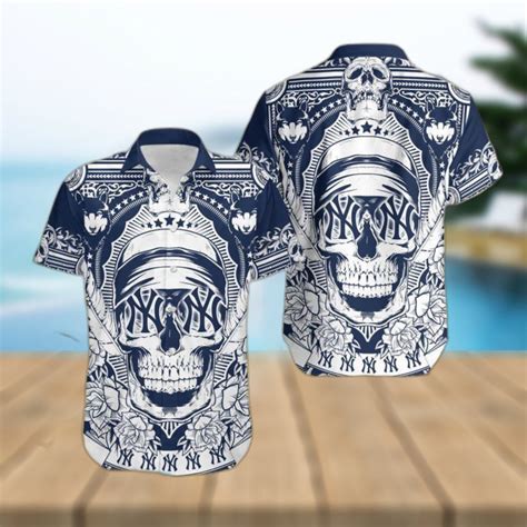 MLB New York Yankees Skull Skull Diamon Halloween Hawaiian Shirt For ...