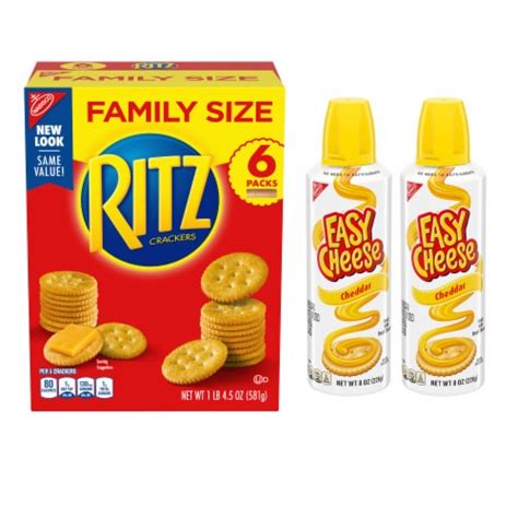 Ritz Family Size Crackers and Easy Cheese Cheddar Spray Cheese Pack, 1 ...