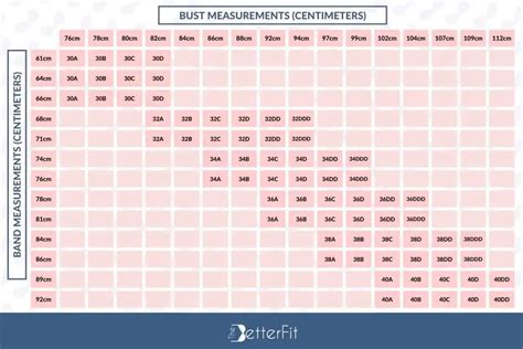 US Bra Size Chart In Inches and Centimeters | TheBetterFit