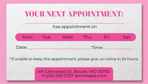 10+ Appointment Card psd template free | room surf.com