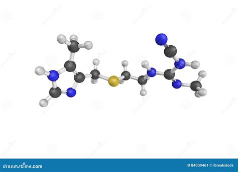 3d Structure of Cimetidine, a Histamine H2 Receptor Antagonist Stock Illustration - Illustration ...