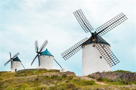 Vintage windmills in La Mancha. ⬇ Stock Photo, Image by © kasto #57731437