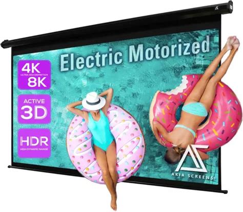 125 INCH MOTORIZED Electric Remote Controlled Drop down Projector Screen 16:9 8K $473.61 - PicClick