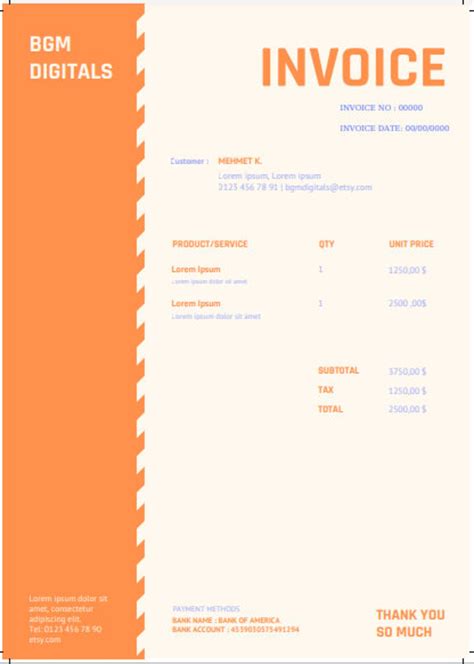 Fully Editable Invoice Templates, Invoice Template for Word, Invoice Form Editable, Professional ...