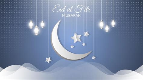 Eid al-Fitr Glowing Crescent Moon 1082541 Vector Art at Vecteezy