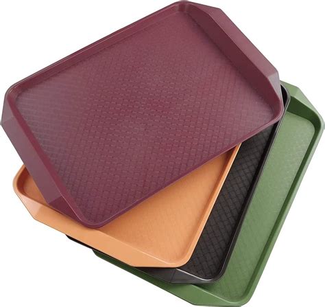 Amazon.com: Qsbon Plastic Fast Food Trays for Eating, 17" x 11.8", Set of 4: Kitchen & Dining