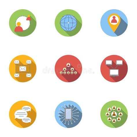 Internet Connection Icons Set, Flat Style Stock Vector - Illustration of broadband, network ...