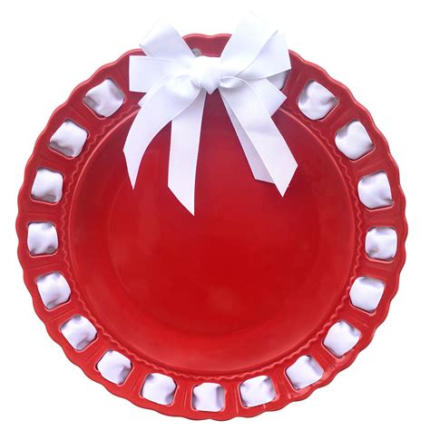 12" Red Ceramic Plate with White Ribbon Woven Around the Edge - Walmart.com - Walmart.com