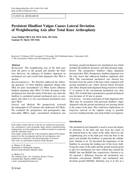 (PDF) Persistent Hindfoot Valgus Causes Lateral Deviation of ...