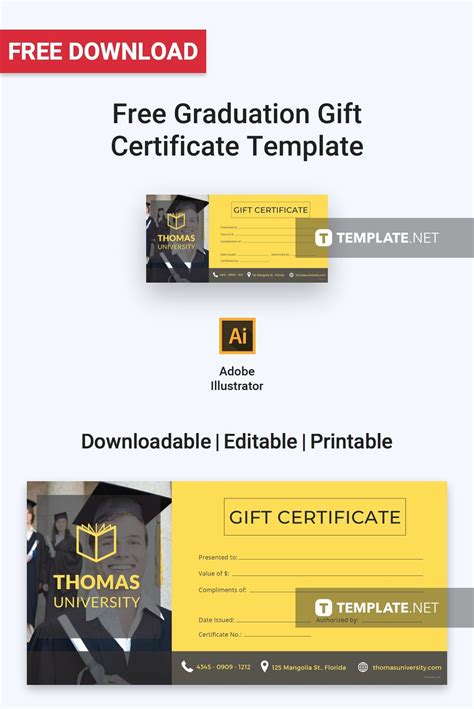 Free Graduation Gift Certificate Template in 2020 | Gift certificate ...