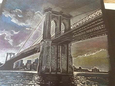 Brooklyn bridge color pencil drawing by Michael Hnath