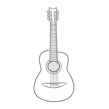 Vector Coloring Page For Guitar Outline Sketch Drawing, Guitar Drawing ...