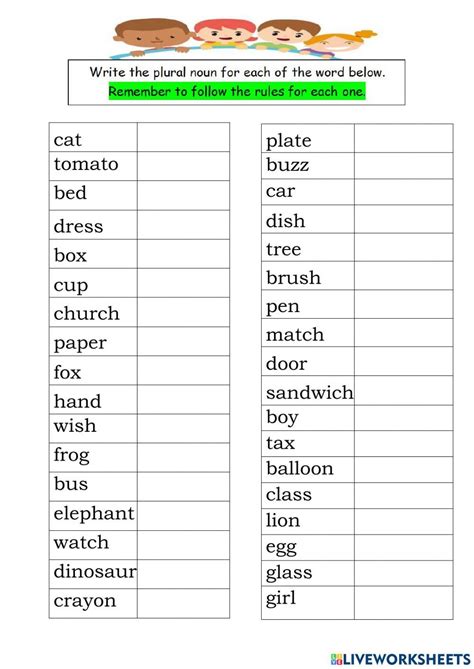 Singular - Plural Nouns interactive worksheet | Plurals, Singular and plural nouns, Nouns worksheet