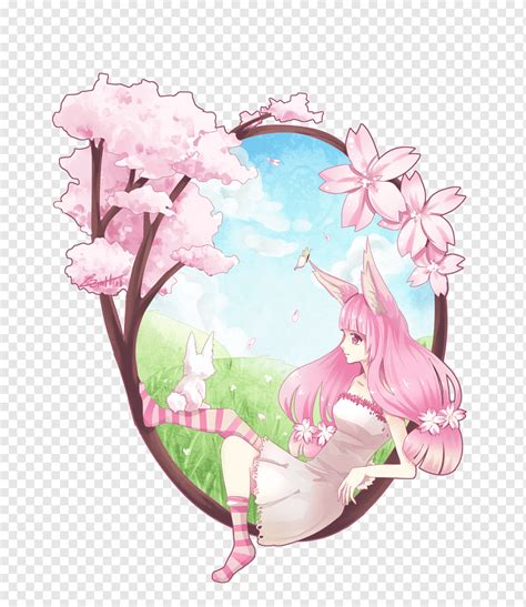 Osterhase Hase Kirschblüte Anime, Kirschblüte, Tiere, Anime, blühen png | PNGWing