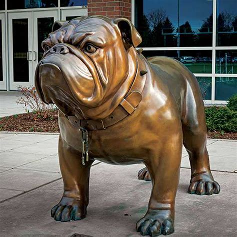 Large Antique Bronze Bulldog Statue Modern Garden Dog Sculpture Outside ...