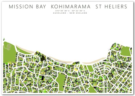Mission Bay, St Heliers Map, New Zealand - Fresh Modern City Map