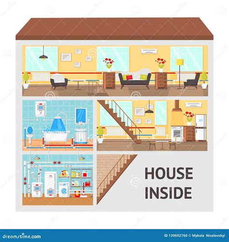 House Inside Concept Flat Vector Illustration Stock Vector ...