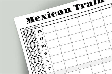 Mexican Train Dominoes Score Sheet Printable