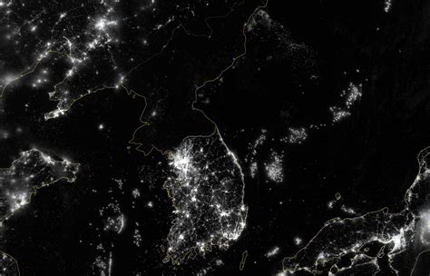 Large detailed satellite map of North Korea at night | North Korea | Asia | Mapsland | Maps of ...