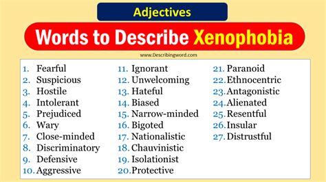 100+ Adjectives for Xenophobia, Words to Describe Xenophobia - DescribingWord.Com